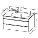 Set mobilier suspendat și lavoar, Kolpasan Malaya, 80 cm, gri închis - imagine 2
