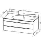 Set mobilier suspendat și lavoar, Kolpasan Malaya, 101 cm, gri închis - imagine 2