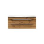 Set mobilier suspendat si lavoar, Kolpasan Malaya, 101 cm, stejar natur