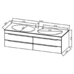 Set mobilier suspendat și lavoar, Kolpasan Malaya, 141 cm, gri închis - imagine 2