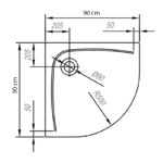 Cadita de dus semirotunda Kolpasan Evelin R80, pentru inzidire, 90x90x4.2 cm, acril - imagine 3