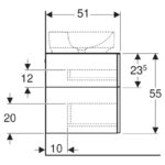 Mobilier suspendat Geberit VariForm, pentru lavoar pe blat, 135 cm, nuc american închis - imagine 2