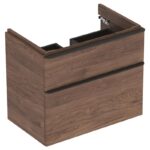 Mobilier suspendat Geberit Smyle Square, pentru lavoar de 75 cm, nuc american închis
