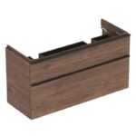 Mobilier suspendat Geberit Smyle Square, pentru lavoar de 120 cm, nuc american închis