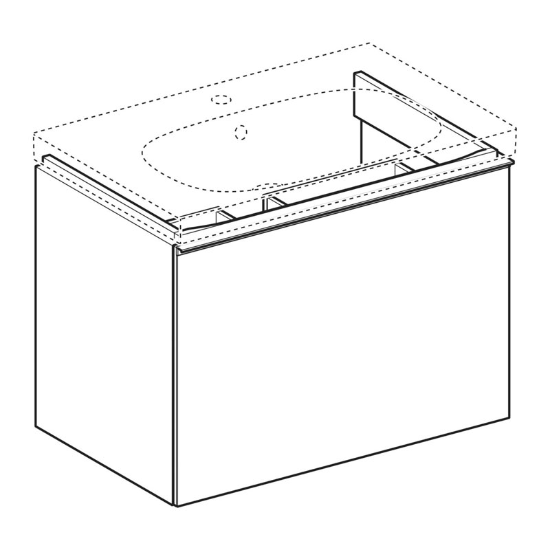 Mobilier suspendat Geberit Acanto, pentru lavoar, 60 cm, gri nisip/front sticlă - imagine 5