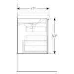 Mobilier suspendat Geberit Acanto, pentru lavoar, 60 cm, gri nisip/front sticlă - imagine 3