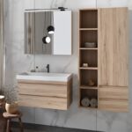 Dulap înalt cu ușa și sertare Kolpasan Naomi, înălțime 149,5 cm, natural wood - imagine 4