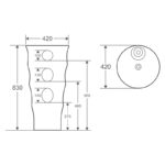 Lavoar stativ Fluminia Novicia-B , rotund, alb - imagine 2