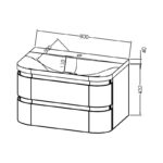 Set mobilier suspendat și lavoar, Kolpasan Vittoria, 80 cm, gri închis - imagine 2
