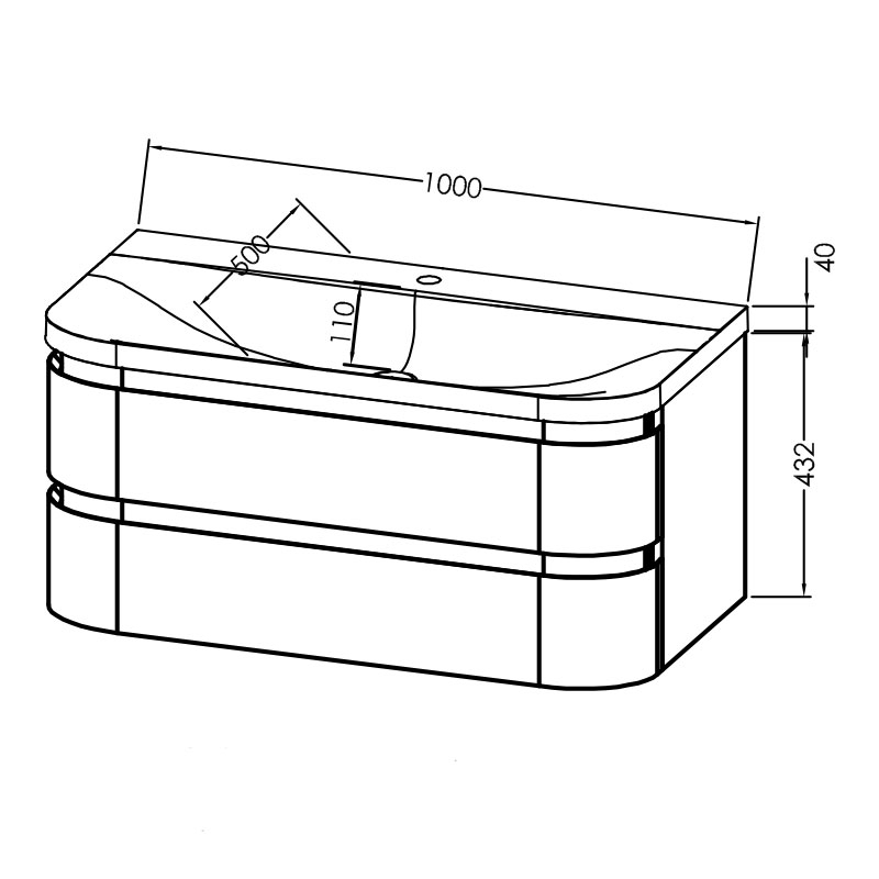 Set mobilier suspendat și lavoar, Kolpasan Vittoria, 100 cm, alb mat - imagine 2