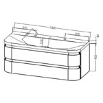 Set mobilier suspendat și lavoar, Kolpasan Vittoria, 120 cm, gri închis - imagine 2