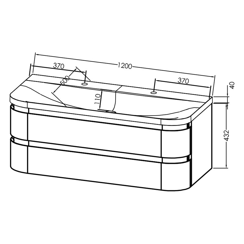 Set mobilier suspendat și lavoar, Kolpasan Vittoria, 120 cm, gri închis - imagine 2