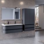 Set mobilier suspendat și lavoar, Kolpasan Vittoria, 120 cm, gri închis - imagine 4