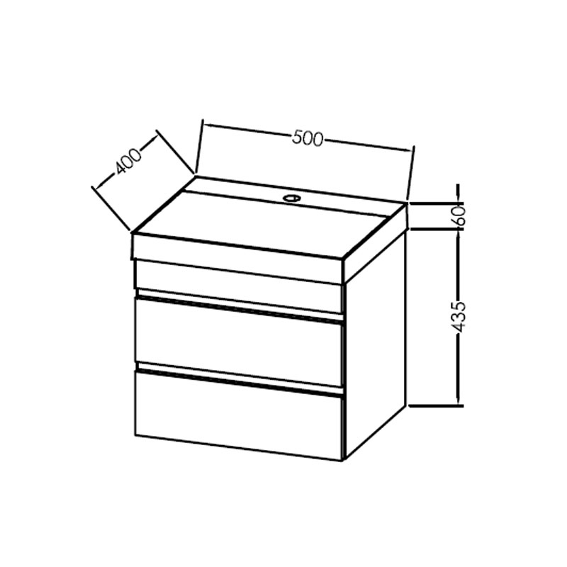 Set mobilier suspendat și lavoar Kolpasan Naomi, 50 cm, natural wood - imagine 2