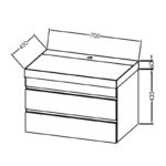 Set mobilier suspendat și lavoar Kolpasan Naomi, 70 cm, natural wood - imagine 2