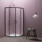 Cabina de dus Kolpasan Eco Quat, 90x90 cm, semirotunda, profil negru