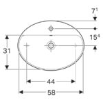 Lavoar pe blat Geberit VariForm, oval, 60x45 cm, alb - imagine 2