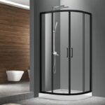 Cabina de dus semirotunda Mediterraneo Meda Black, 90x90 cm, negru