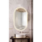 Oglinda Fluminia Dali-Gold, ovala, cu iluminare LED si rama aurie - imagine 4
