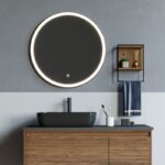 Oglinda Fluminia Black-Boy, rotunda, diametru 60 cm, iluminare LED si rama neagra - imagine 4