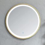 Oglinda Fluminia Gold-Lady, rotunda, diametru 60 cm cu iluminare LED si rama aurie