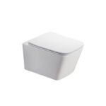 Set vas WC suspendat Fluminia Paris, rimless, cu capac quick release si soft close, alb