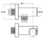 Cot racord cu suport dus Kludi A-QA, forma rotunda, crom - imagine 2