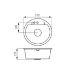 Chiuveta granit Ferro Mezzo II, rotunda, 1 cuva, diametru 510 mm, nisip - imagine 3