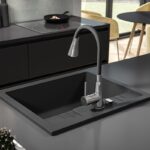 Chiuveta granit Ferro Mezzo II, dreptunghiulara, 1 cuva cu picurator, 580x480 mm, grafit mat - imagine 5