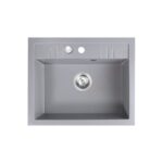 Chiuveta granit Ferro Mezzo II, dreptunghiulara, 1 cuva cu picurator, 580x480 mm, gri