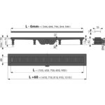 Rigola pentru dus Alcaplast Simple cu gratar negru mat, lungime 750 mm - imagine 4