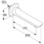 Pipa de umplere pentru cada Kludi Ameo, pipa 170 mm, crom - imagine 2