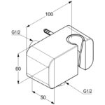 Cot racord cu suport dus Kludi A-QA, forma patrata, crom - imagine 2