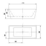 Cada freestanding dreptunghiulara Florida Quadro New, 175x75 cm, alb - imagine 3