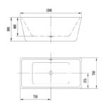 Cada freestanding dreptunghiulara Florida Quadro New, 150x75 cm, alb - imagine 3