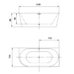 Cada freestanding Florida Maugli, 150x75 cm, de colt dreapta, alb - imagine 3