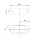 Cada freestanding Florida Beatrice, 150x75 cm, cu instalatie completa, alb - imagine 3