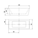 Cada freestanding dreptunghiulara Florida Alvaro New, 170x78 cm, alb - imagine 3