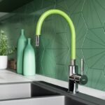 Baterie de bucatarie monocomanda Ferro Zumba, pipa flexibila verde - imagine 3