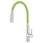 Baterie de bucatarie monocomanda Ferro Zumba Slim 2F, pipa flexibila, verde