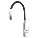 Baterie de bucatarie monocomanda Ferro Zumba Slim 2F, pipa flexibila, negru