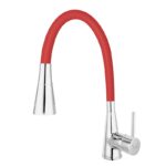 Baterie de bucatarie cu monocomanda Ferro Zumba II, pipa flexibila, rosu
