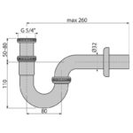 Sifon pentru lavoar AlcaPlast, cu piulita 5/4", DN32, finisaj crom - imagine 2