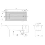 Cada dreptunghiulara Villeroy&Boch Targa Plus Solo, 160x70 cm, alb - imagine 2