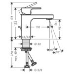 Baterie lavoar Hansgrohe Vernis Shape 100, cu ventil, crom - imagine 6