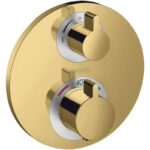 Baterie cada-dus cu termostatat Hansgrohe Ecostat S, auriu lucios