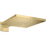 Cap de dus cu brat Hansgrohe Raindance E, 300x300 mm, auriu lucios