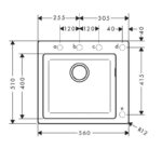Chiuveta de bucatarie Hansgrohe SilicaTec, 1 cuva, 56x51 cm, negru grafit - imagine 6