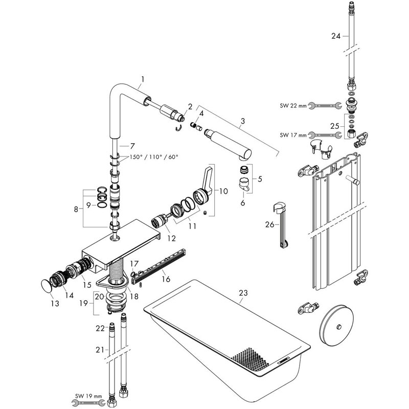 Baterie de bucatarie cu pipa extractabila sBox Hansgrohe Aquno Select M81 250, crom - imagine 5
