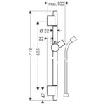 Bara de dus Hansgrohe Unica S Puro, cu furtun 65 cm, bronz periat - imagine 4
